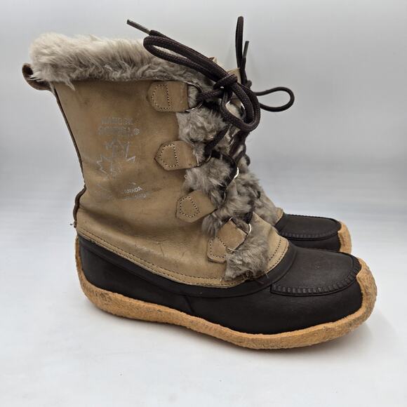 Vintage Sorel Nanook Winter Snow Boots Wmns Sz 7 Brown Leather Waterproof Canada - Picture 1 of 9